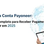 Crie uma imagem realista em estilo profissional, com texto em português do Brasil, Criar Conta na Payoneer: O Guia Completo para Receber Pagamentos em Dólar em 2025